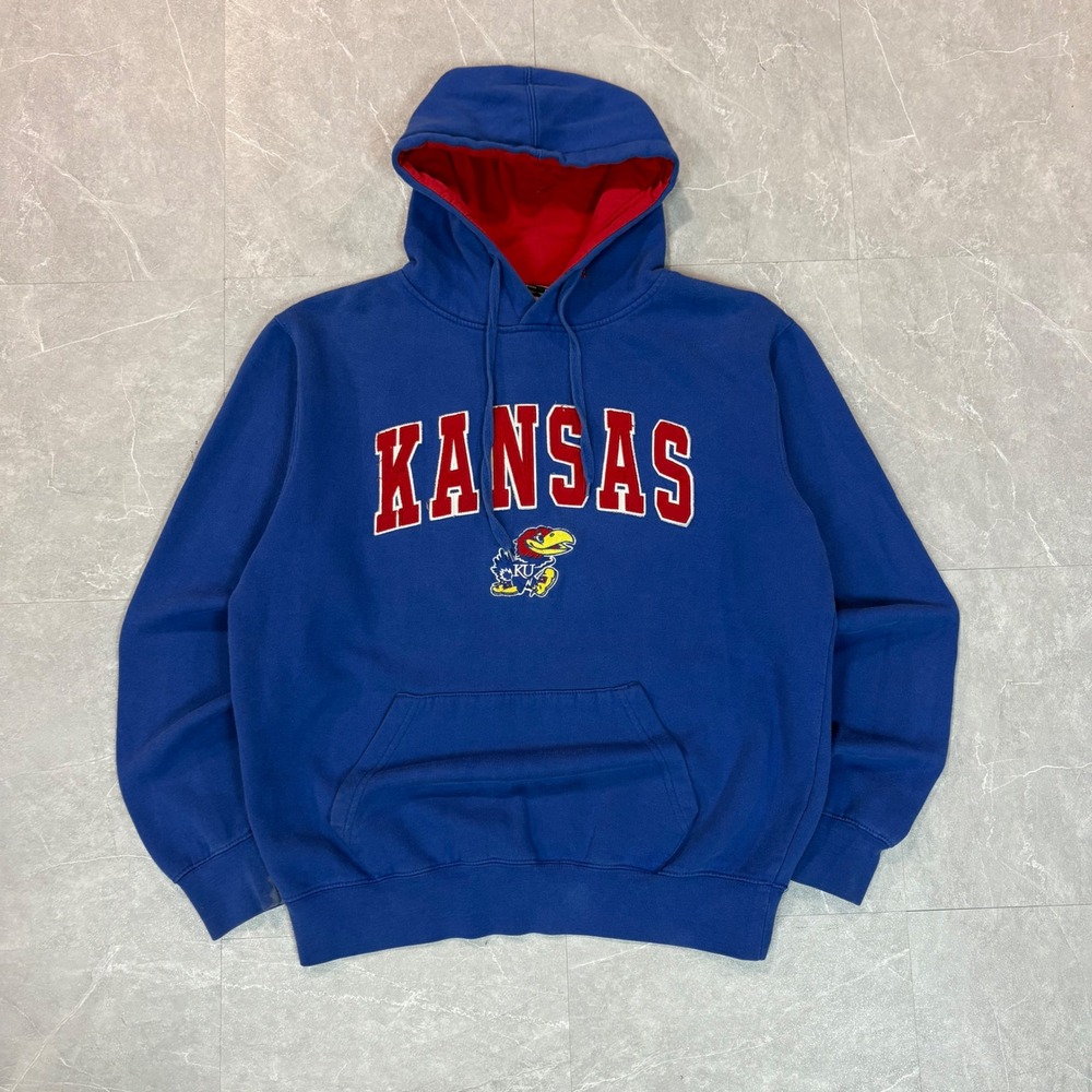 Stadium Athletics Kansas Jayhawks Hoodie Mens Medium Blue Red NCAA Sweatshirt